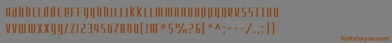 フォントSF Square Root – 茶色の文字が灰色の背景にあります。