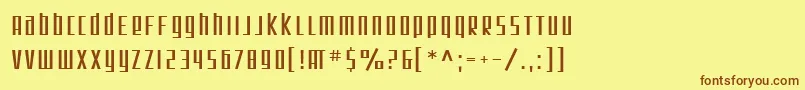 フォントSF Square Root – 茶色の文字が黄色の背景にあります。