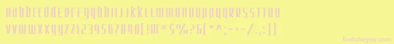 SF Square Root-Schriftart – Rosa Schriften auf gelbem Hintergrund