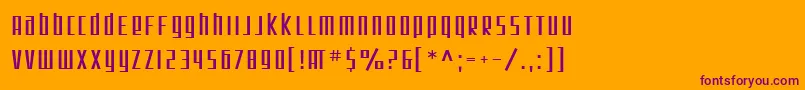 SF Square Root-Schriftart – Violette Schriften auf orangefarbenem Hintergrund