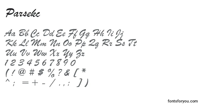 Шрифт Parsekc – алфавит, цифры, специальные символы