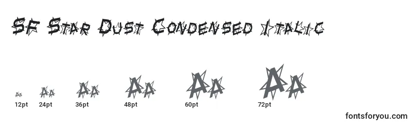 Размеры шрифта SF Star Dust Condensed Italic