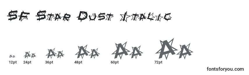 Размеры шрифта SF Star Dust Italic