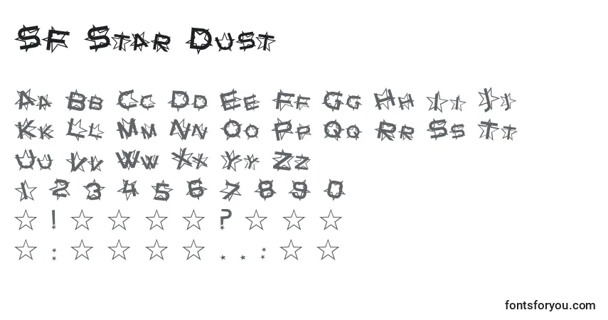 Czcionka SF Star Dust – alfabet, cyfry, specjalne znaki