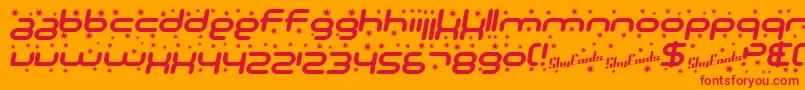SF Technodelight Bold Italic Font – Red Fonts on Orange Background