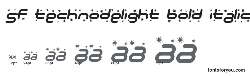 Размеры шрифта SF Technodelight Bold Italic