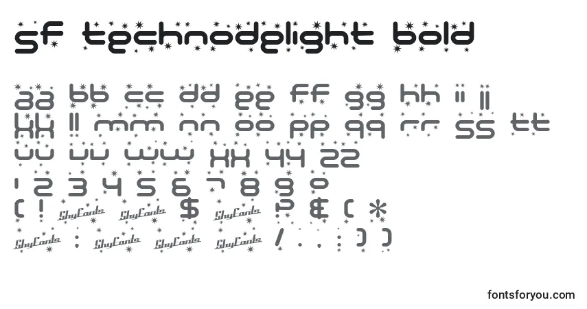 Шрифт SF Technodelight Bold – алфавит, цифры, специальные символы