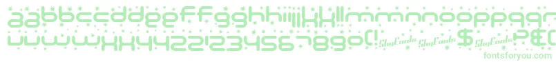 SF Technodelight Bold-Schriftart – Grüne Schriften auf weißem Hintergrund