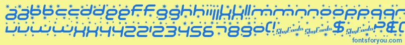 Шрифт SF Technodelight Italic – синие шрифты на жёлтом фоне