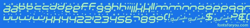 Шрифт SF Technodelight Italic – зелёные шрифты на синем фоне