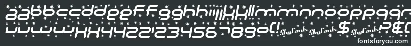 SF Technodelight Italic-fontti – valkoiset fontit mustalla taustalla