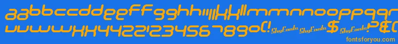 SF Technodelight NS Bold Italic Font – Orange Fonts on Blue Background