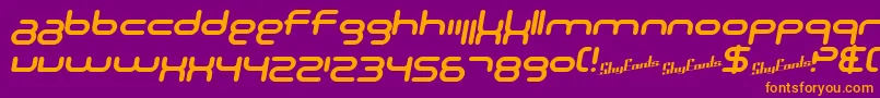 Fonte SF Technodelight NS Bold Italic – fontes laranjas em um fundo violeta