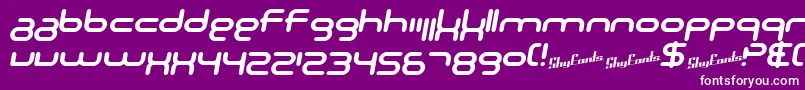 SF Technodelight NS Bold Italic-fontti – valkoiset fontit violetilla taustalla