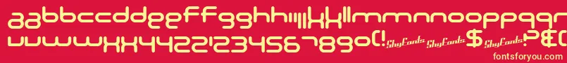 SF Technodelight NS Bold Font – Yellow Fonts on Red Background