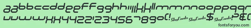 Шрифт SF Technodelight NS Italic – чёрные шрифты на зелёном фоне