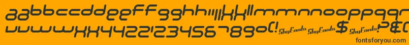 Шрифт SF Technodelight NS Italic – чёрные шрифты на оранжевом фоне