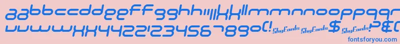 SF Technodelight NS Italic-fontti – siniset fontit vaaleanpunaisella taustalla