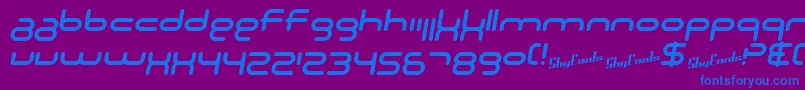 Fonte SF Technodelight NS Italic – fontes azuis em um fundo violeta