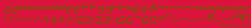 Czcionka SF Technodelight NS Italic – brązowe czcionki na czerwonym tle
