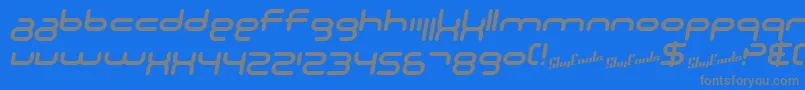 フォントSF Technodelight NS Italic – 青い背景に灰色の文字
