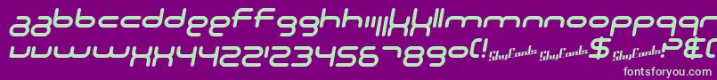 フォントSF Technodelight NS Italic – 紫の背景に緑のフォント