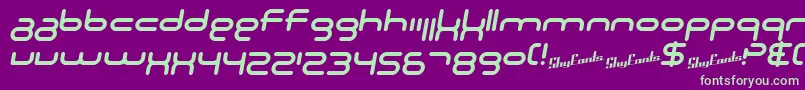 fuente SF Technodelight NS Italic – Fuentes Verdes Sobre Fondo Morado