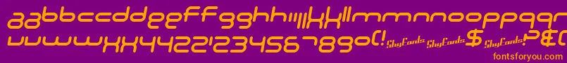 Fonte SF Technodelight NS Italic – fontes laranjas em um fundo violeta