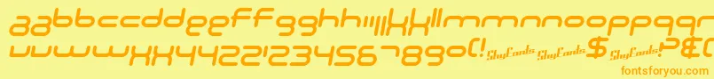 フォントSF Technodelight NS Italic – オレンジの文字が黄色の背景にあります。