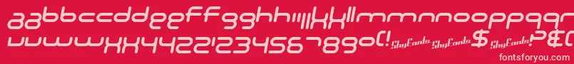 Шрифт SF Technodelight NS Italic – розовые шрифты на красном фоне