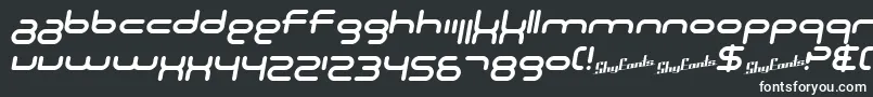 SF Technodelight NS Italic-fontti – valkoiset fontit mustalla taustalla