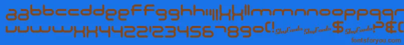 SF Technodelight NS-Schriftart – Braune Schriften auf blauem Hintergrund