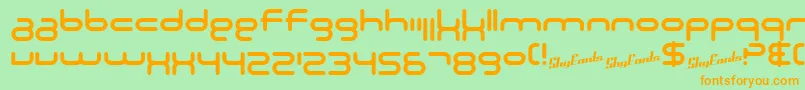 SF Technodelight NS Font – Orange Fonts on Green Background