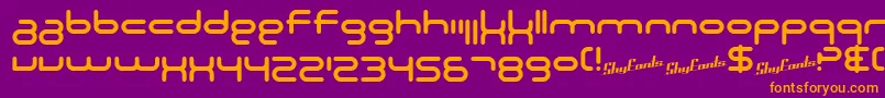 SF Technodelight NS Font – Orange Fonts on Purple Background