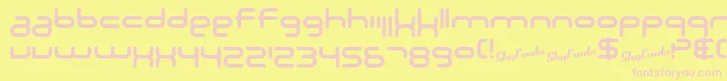 SF Technodelight NS Font – Pink Fonts on Yellow Background