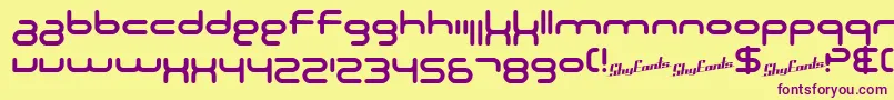 SF Technodelight NS Font – Purple Fonts on Yellow Background