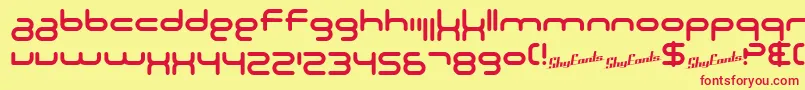 SF Technodelight NS Font – Red Fonts on Yellow Background