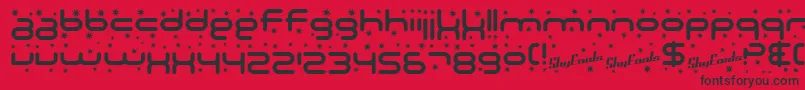 Czcionka SF Technodelight – czarne czcionki na czerwonym tle