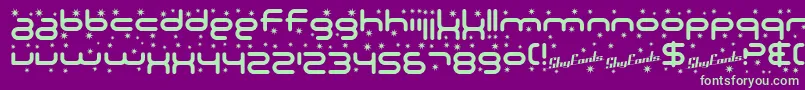 SF Technodelight Font – Green Fonts on Purple Background