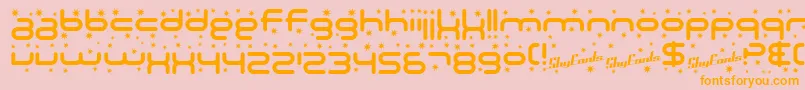 Czcionka SF Technodelight – pomarańczowe czcionki na różowym tle