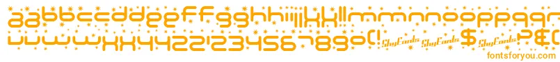 SF Technodelight-Schriftart – Orangefarbene Schriften auf weißem Hintergrund