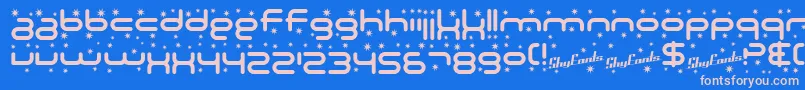 SF Technodelight-fontti – vaaleanpunaiset fontit sinisellä taustalla
