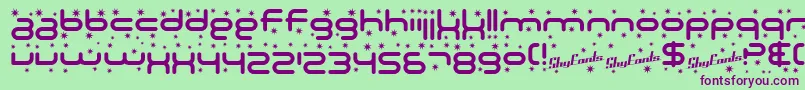 SF Technodelight-fontti – violetit fontit vihreällä taustalla