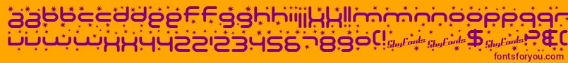 SF Technodelight-Schriftart – Violette Schriften auf orangefarbenem Hintergrund