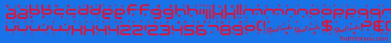 SF Technodelight Font – Red Fonts on Blue Background