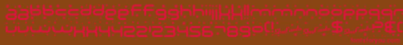 SF Technodelight Font – Red Fonts on Brown Background