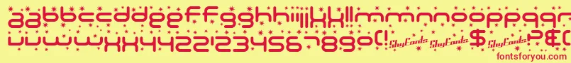 SF Technodelight Font – Red Fonts on Yellow Background
