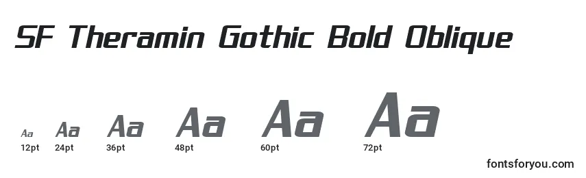 Rozmiary czcionki SF Theramin Gothic Bold Oblique