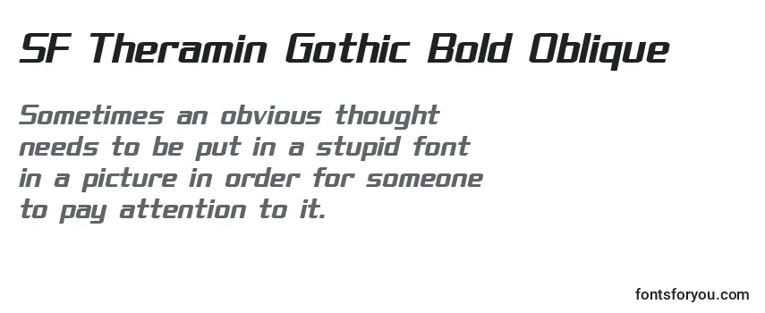 Przegląd czcionki SF Theramin Gothic Bold Oblique