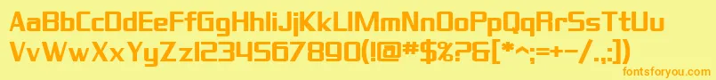 フォントSF Theramin Gothic Bold – オレンジの文字が黄色の背景にあります。
